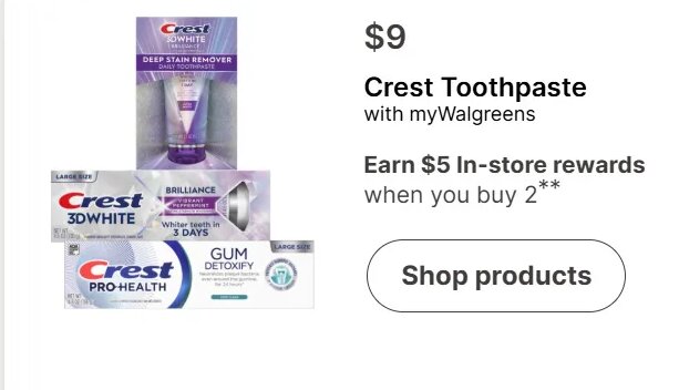 Crest Toothpaste at Walgreens
