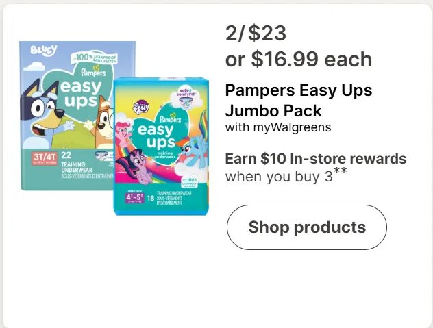 Pampers Easy Ups Jumbo Pack at Walgreens