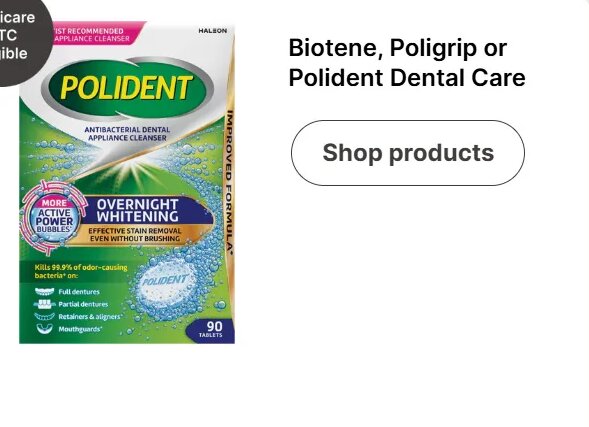 Biotene, Poligrip or Polident Dental Care