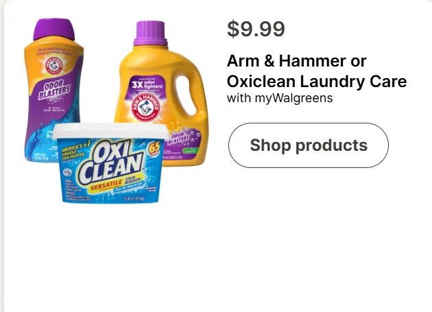 Arm & Hammer or Oxiclean Laundry Care at Walgreens