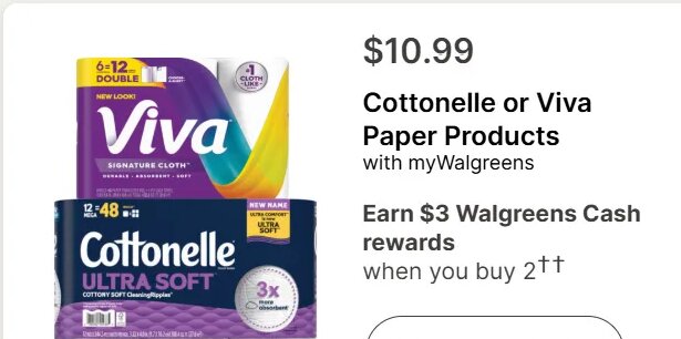 Cottonelle or Viva Paper Products at Walgreens