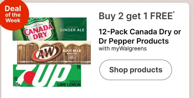 12-Pack Canada Dry or Dr Pepper Products