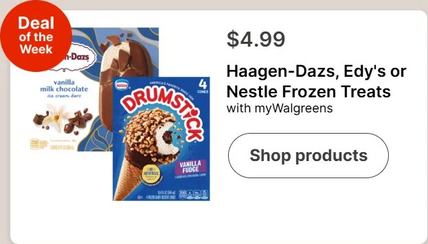 Haagen-Dazs, Edy's or Nestle Frozen Treats