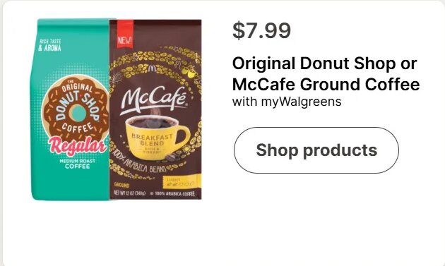 Original Donut Shop or McCafe Ground Coffee at Walgreens