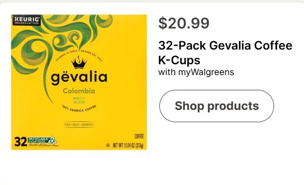 32-Pack Gevalia Coffee K-Cups at Walgreens