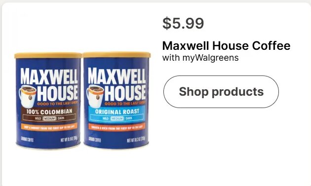 Maxwell House Coffee at Walgreens