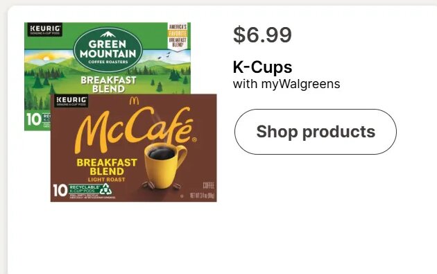 K-Cups at Walgreens