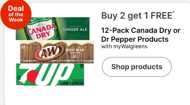 12-Pack Canada Dry or Dr Pepper Products