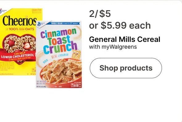 General Mills Cereal at Walgreens