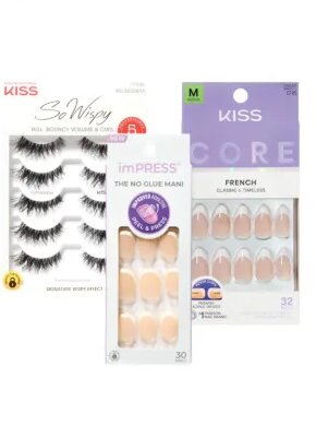Kiss Nails, Lashes, Glues, Impress Nails, Falscara