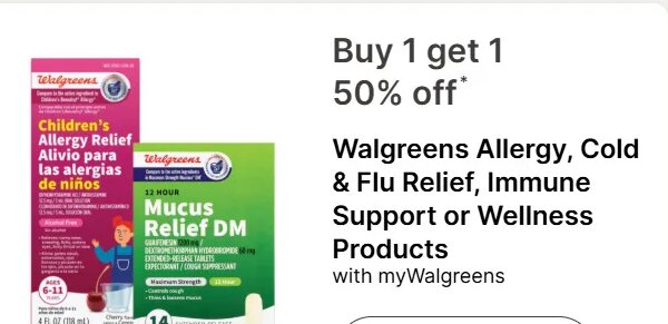 Walgreens Allergy, Cold & Flu Relief, Immune Support or Wellness Products