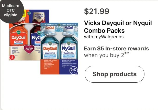 Vicks Dayquil or Nyquil Combo Packs