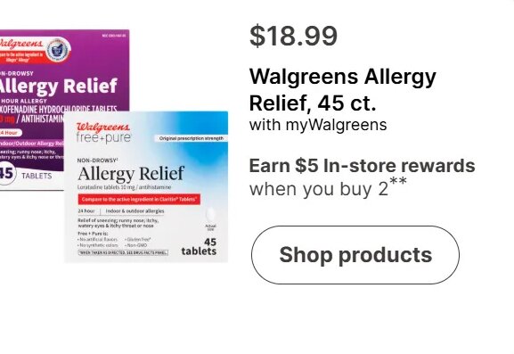 Walgreens Allergy Relief, 45 ct.