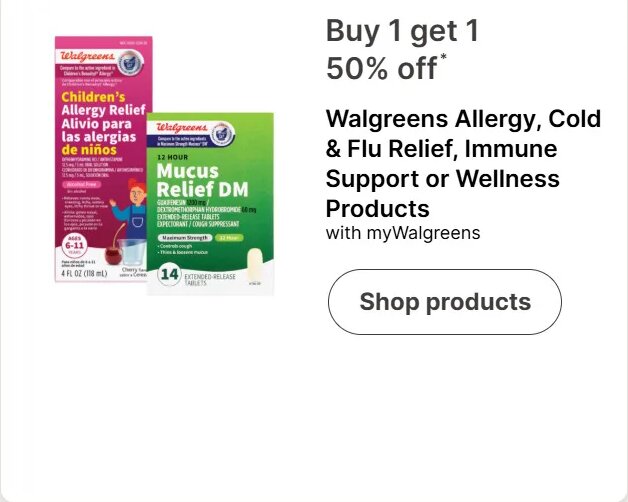 Walgreens Allergy, Cold & Flu Relief, Immune Support or Wellness Products