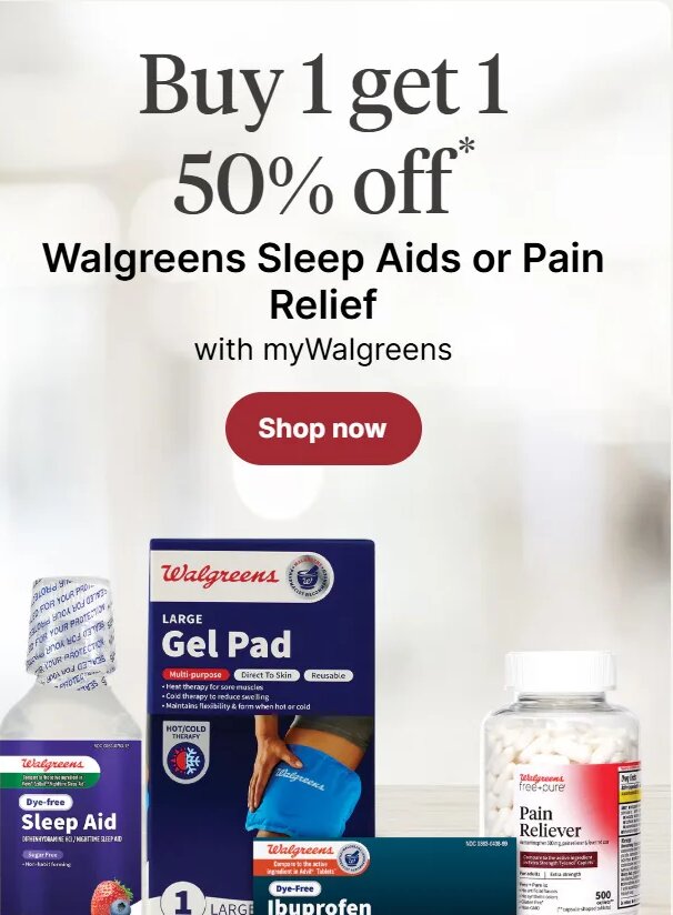 Walgreens Sleep Aids or Pain Relief