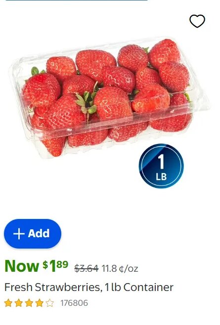 Fresh Strawberries, 1 lb Container at Walmart