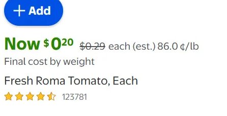 Fresh Roma Tomato, Each at Walmart