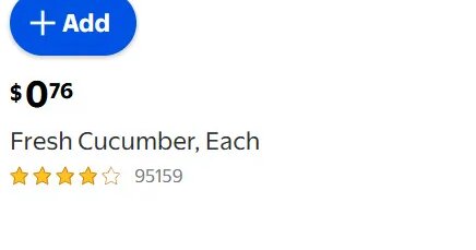 Fresh Cucumber, Each