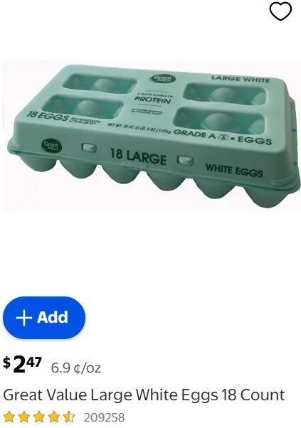 Great Value Large White Eggs