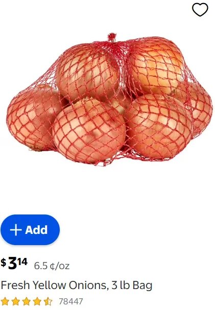 Fresh Yellow Onions, 3 lb Bag