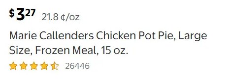 Marie Callenders Chicken Pot Pie, Large Size, Frozen Meal, 15 oz.