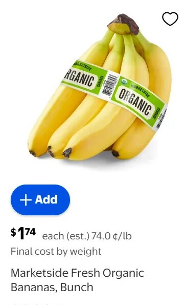 Marketside Fresh Organic Bananas, Bunch