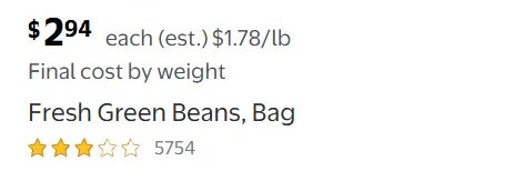 Fresh Green Beans, Bag
