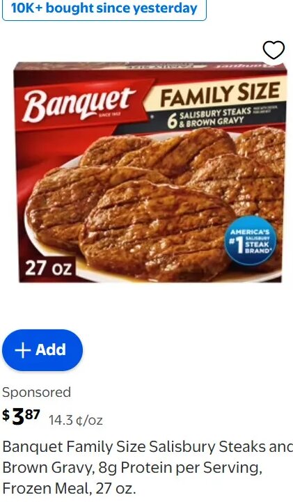 Banquet Family Size Salisbury Steaks and Brown Gravy at Walmart