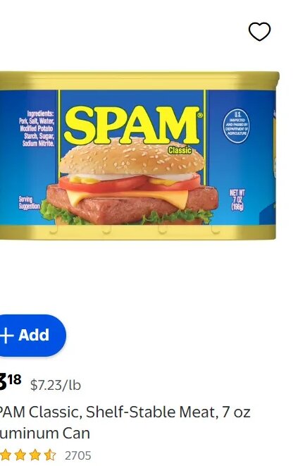 SPAM Classic, Shelf-Stable Meat, 7 oz Aluminum Can