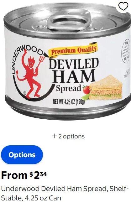 Underwood Deviled Ham Spread, Shelf-Stable, 4.25 oz Can at Walmart