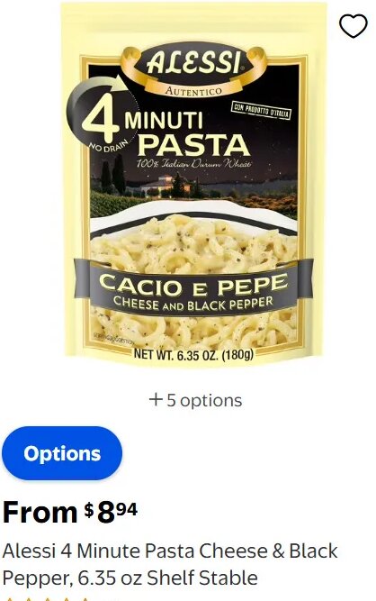 Alessi 4 Minute Pasta Cheese & Black Pepper