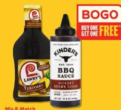 Kinder's BBQ, Dip Sauces, Wing Sauces 12.6-15.8 oz or seasonings 0.8-6.25 oz or Lawry's Marinades 12 oz