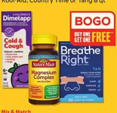 All Nature Made Vitamins or Breathe Right Strips or Dimetapp Children's Cold Relief 26-30 ct or 4 oz