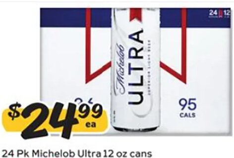 24 Pk Michelob Ultra 12 oz cans