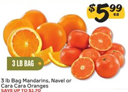 3 lb Bag Mandarins, Navel or Cara Cara Oranges at Winn-Dixie