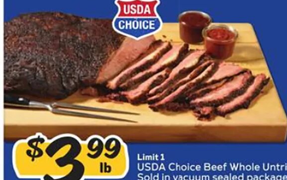 USDA Choice Beef Whole Untrimmed Brisket