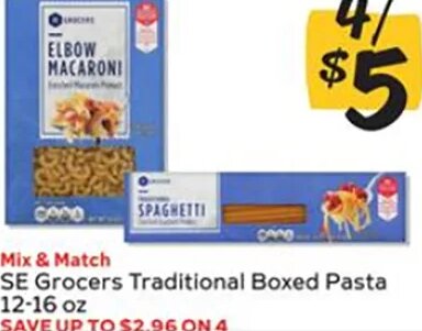 SE Grocers Traditional Boxed Pasta at Winn-Dixie