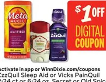 ZzzQuil Sleep Aid or Vicks PainQuil 2-24 ct or 6-24 oz, Secret or Old Spice Deodorant 2.6-3 oz or All Metamucil