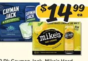 12 Pk Cayman Jack, Mike's Hard Lemonade or Redd's Apple Bites 7.5-12 oz at Winn-Dixie